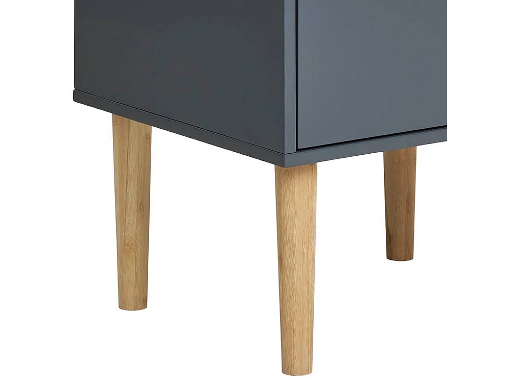 Nachtschrank Nachtkommode in Dunkelgrau und Kieferfarben