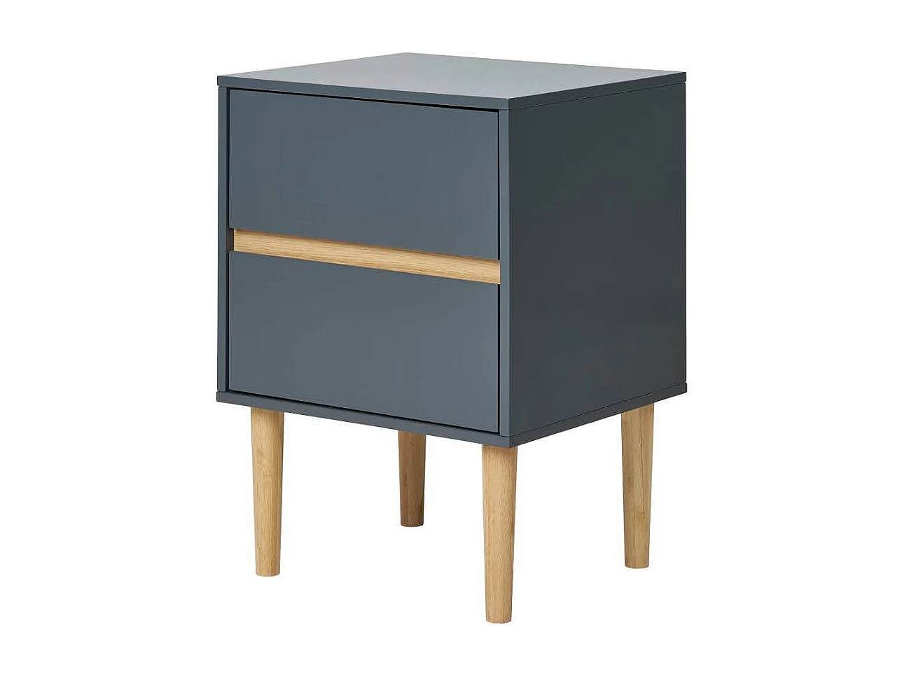 Nachtschrank Nachtkommode in Dunkelgrau und Kieferfarben
