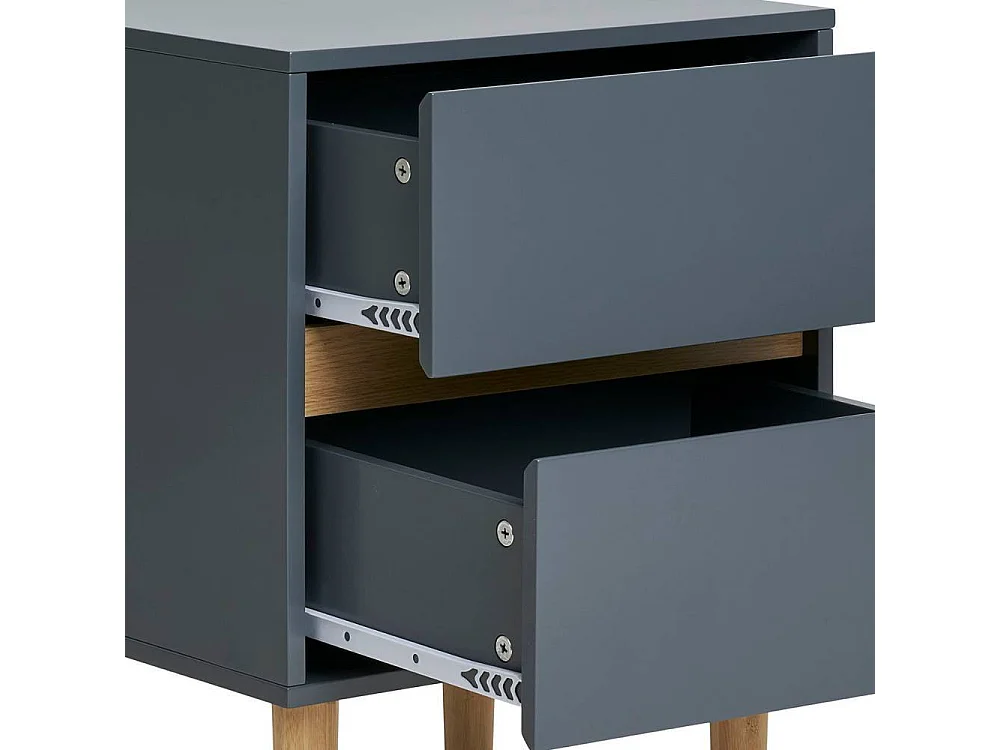 Nachtschrank Nachtkommode in Dunkelgrau und Kieferfarben