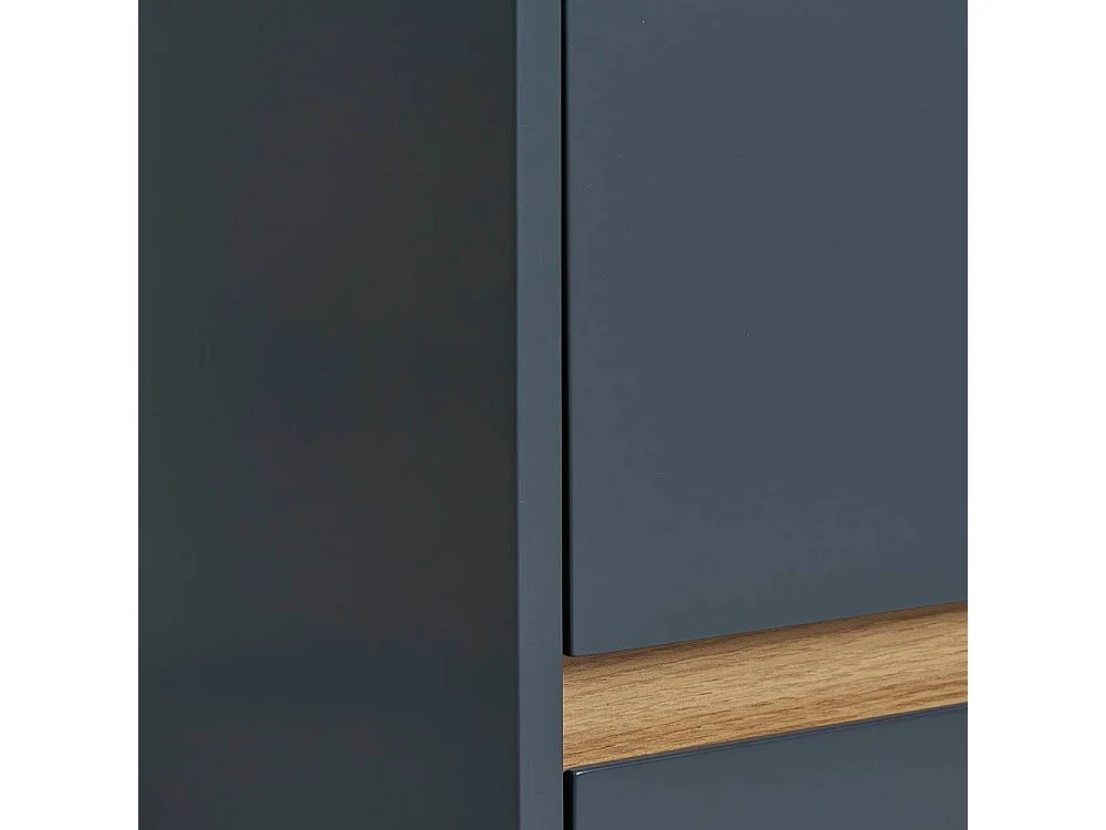 Nachtschrank Nachtkommode in Dunkelgrau und Kieferfarben