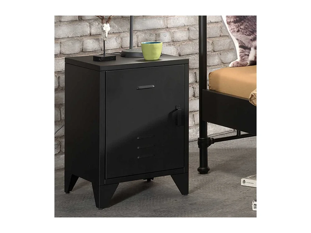 Nachttisch Schrank aus Metall Schwarz pulverbeschichtet