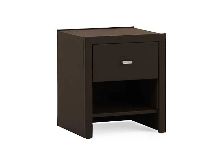 Nachtkommode in Dunkelbraun Kunstleder mit offenem Fach