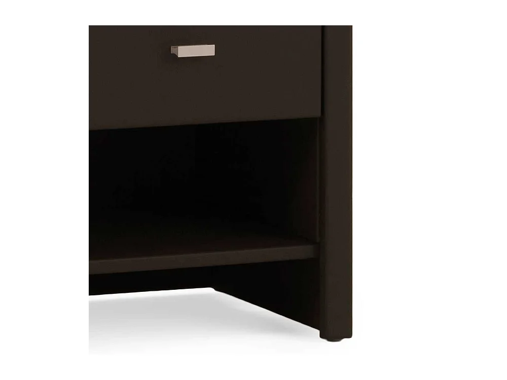 Nachtkommode in Dunkelbraun Kunstleder mit offenem Fach