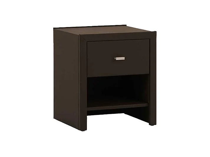 Nachtkommode in Dunkelbraun Kunstleder mit offenem Fach