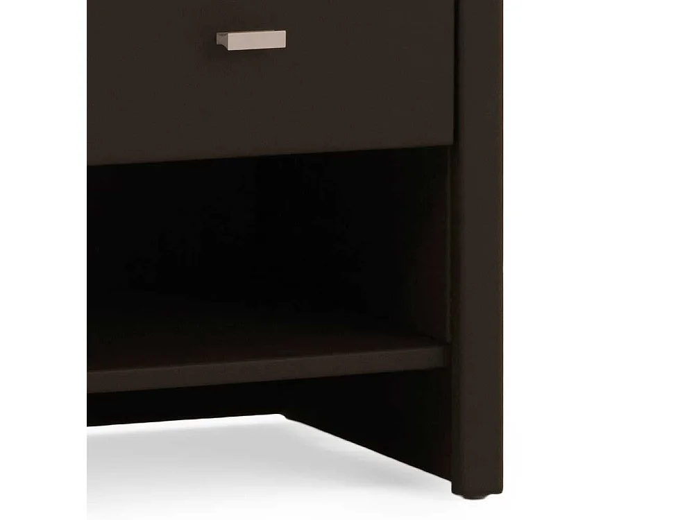 Nachtkommode in Dunkelbraun Kunstleder mit offenem Fach