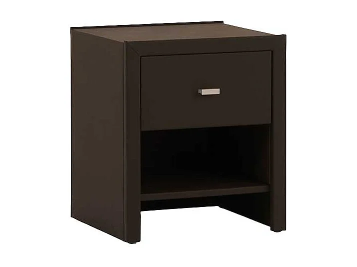 Nachtkommode in Dunkelbraun Kunstleder mit offenem Fach
