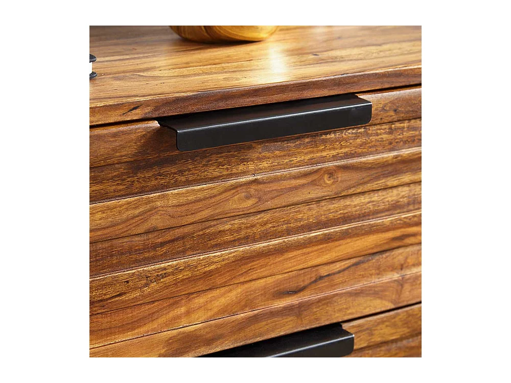 Industry Nachtschrank aus Sheesham Massivholz Eisen