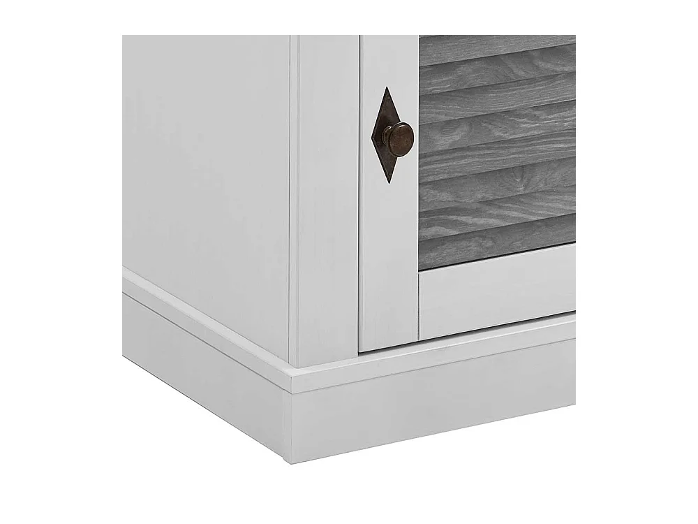 Nachttisch Kommode Landhaus in Weiß und Kiefer Grau teilmassiv