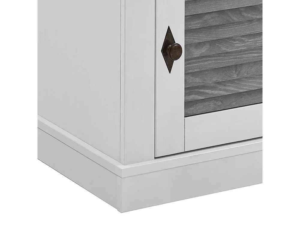 Nachttisch Kommode Landhaus in Weiß und Kiefer Grau teilmassiv