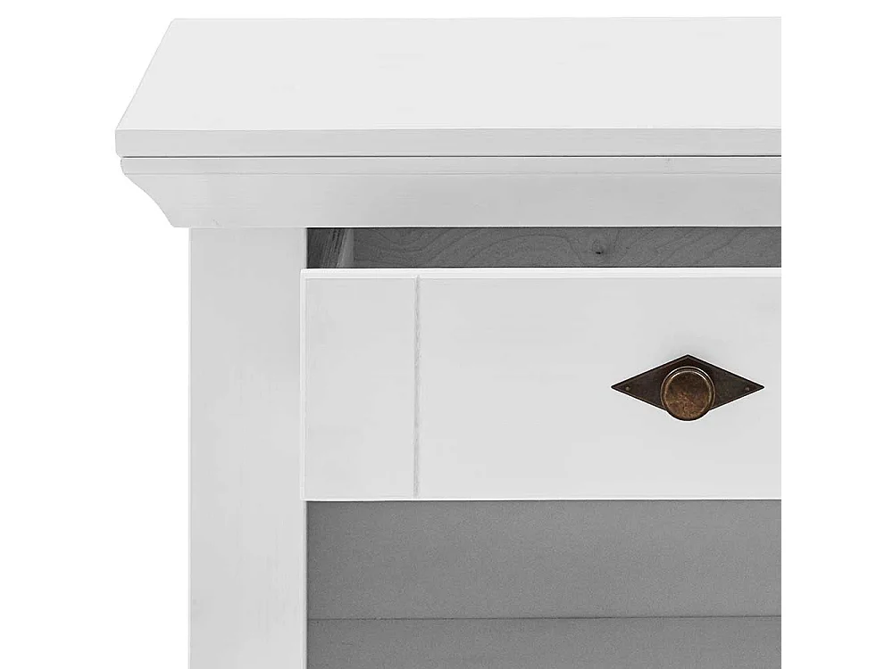 Nachttisch Kommode Landhaus in Weiß und Kiefer Grau teilmassiv