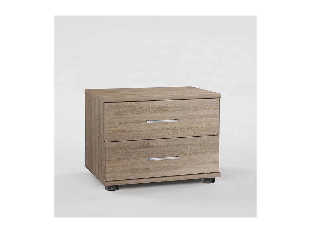 Nachtschrank in Eiche Sägerau Nachbildung 2 Schubladen