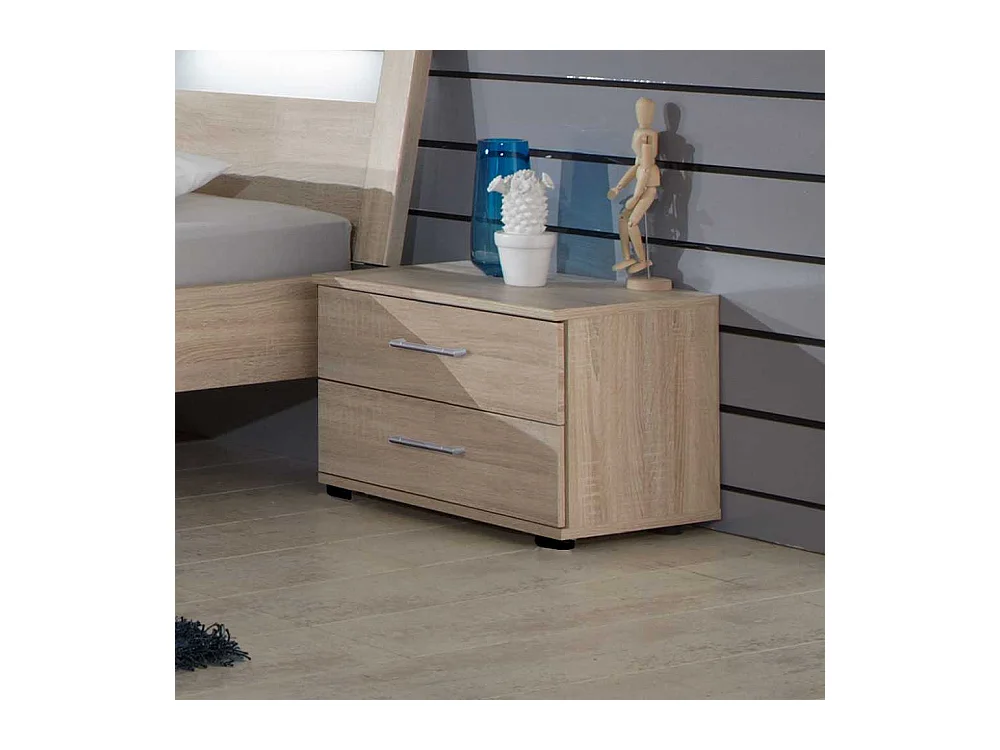 Nachtschrank in Eiche Sägerau Nachbildung 2 Schubladen