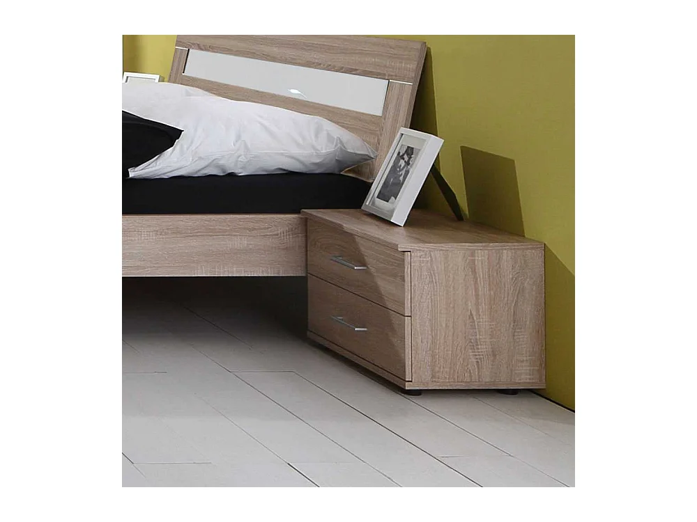 Nachtschrank in Eiche Sägerau Nachbildung 2 Schubladen