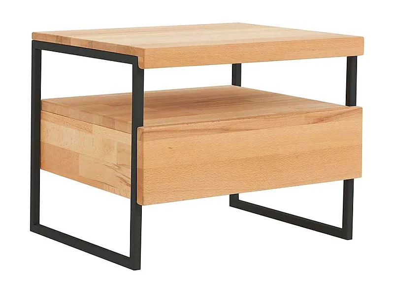 Nachtkonsole aus Kernbuche Massivholz Metall Schwarz