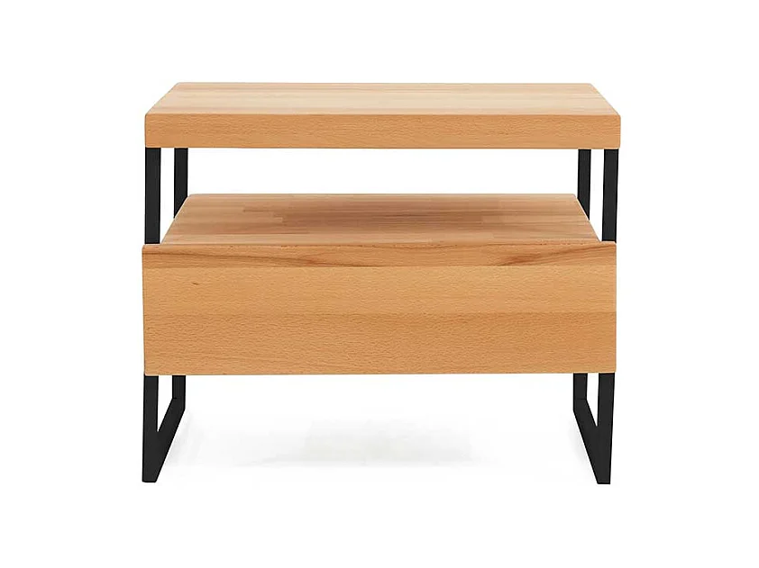 Nachtkonsole aus Kernbuche Massivholz Metall Schwarz