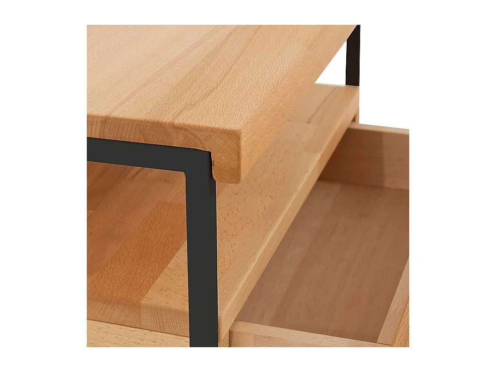 Nachtkonsole aus Kernbuche Massivholz Metall Schwarz