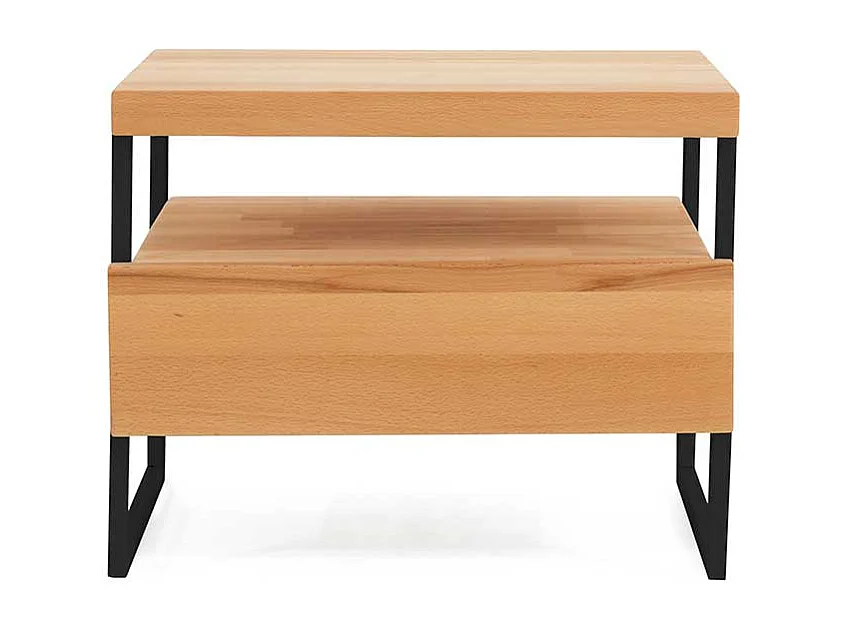 Nachtkonsole aus Kernbuche Massivholz Metall Schwarz