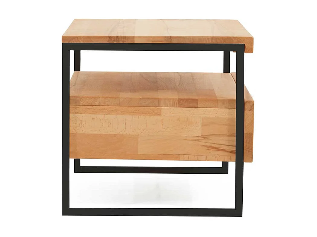 Nachtkonsole aus Kernbuche Massivholz Metall Schwarz