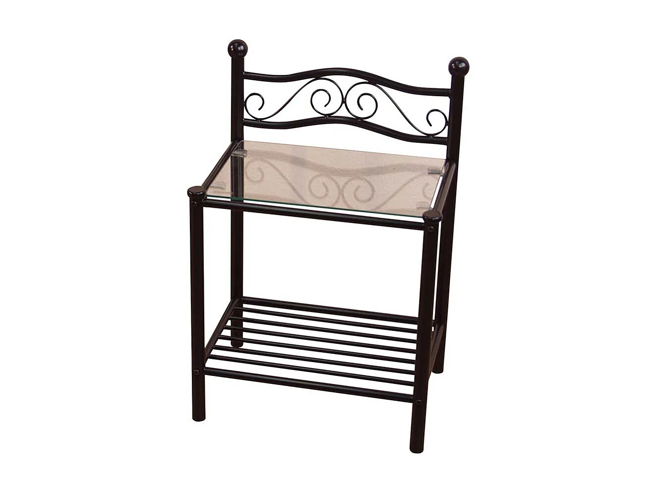 Nachtkonsole mit Glasplatte Schwarz (Set)