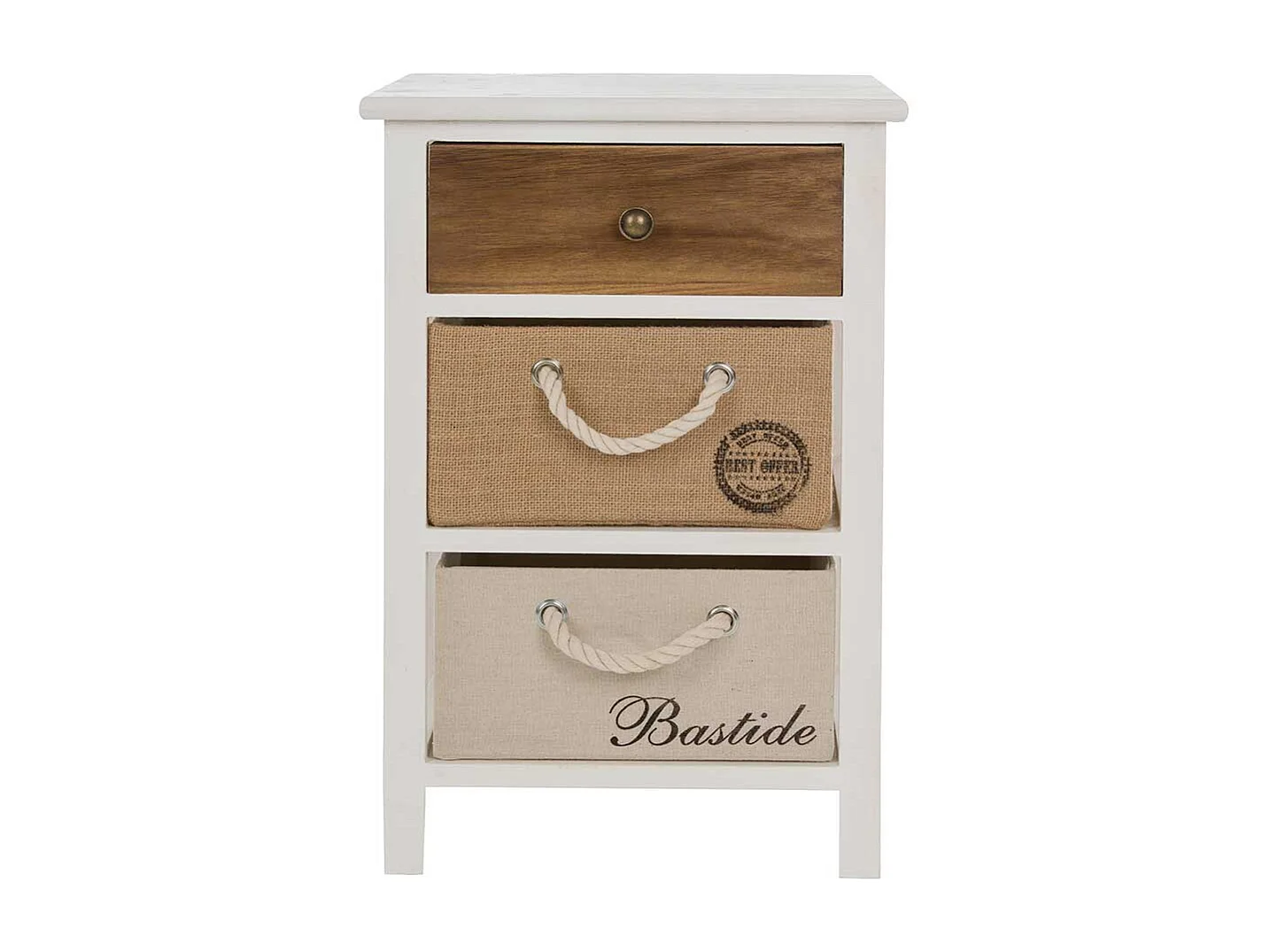 Bettkommode Landhaus mit drei Schubladen 57 cm hoch