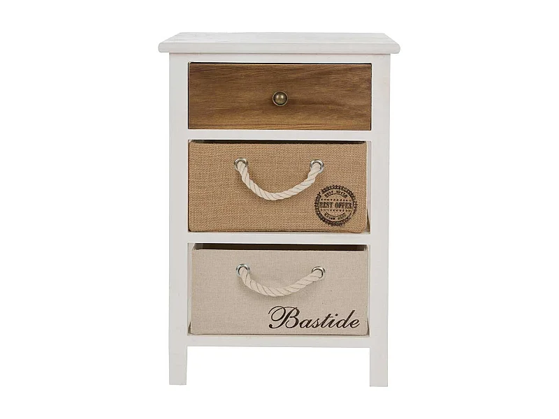 Bettkommode Landhaus mit drei Schubladen 57 cm hoch