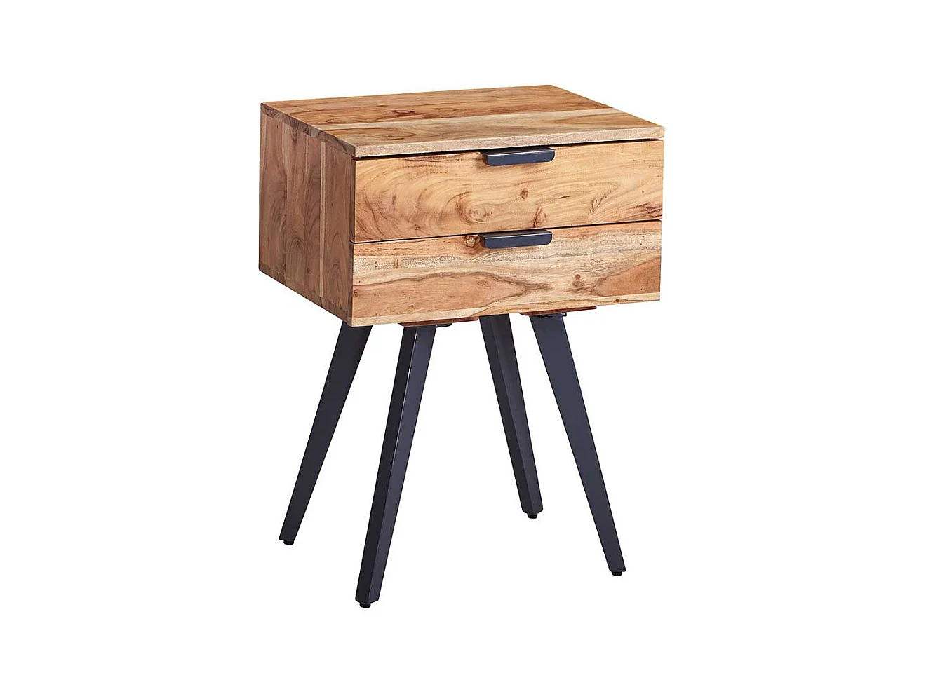 Nachttischkommode Boxbett aus Akazie Massivholz Metall