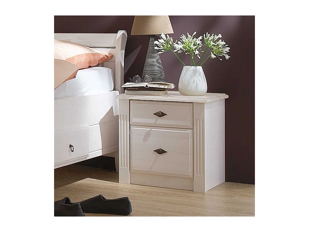 Nachtkonsölchen in Weiß Kiefer teilmassiv