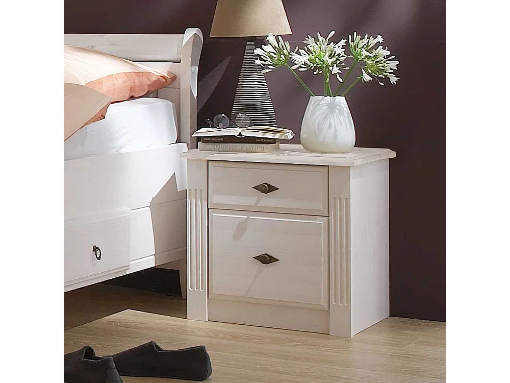 Nachtkonsölchen in Weiß Kiefer teilmassiv