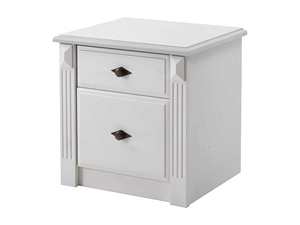 Nachtkonsölchen in Weiß Kiefer teilmassiv