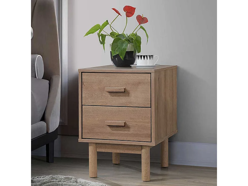 Nachttisch Nachtschrank in Holzoptik foliert mit zwei Schubladen