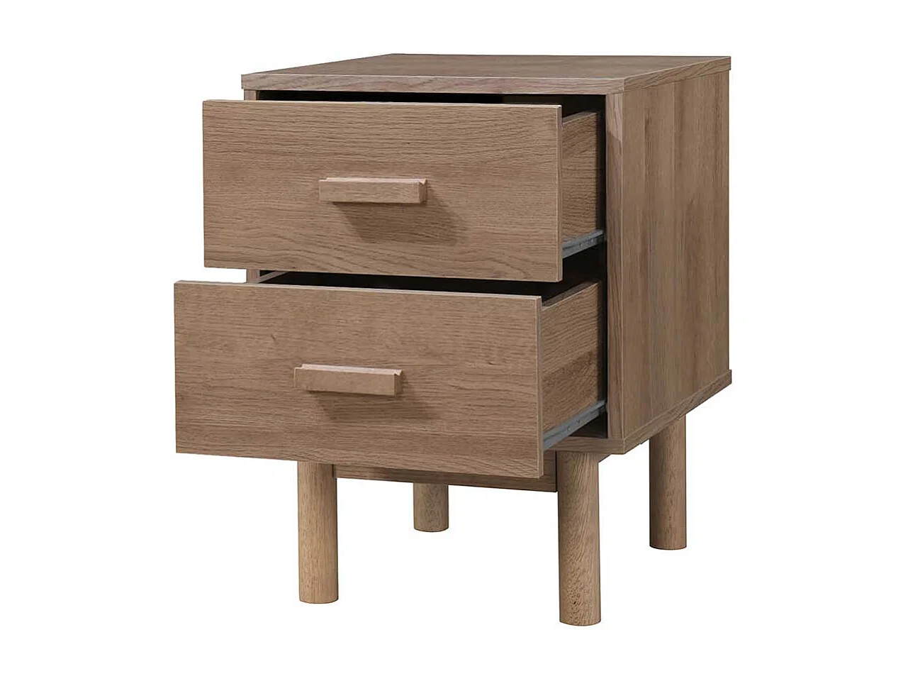 Nachttisch Nachtschrank in Holzoptik foliert mit zwei Schubladen