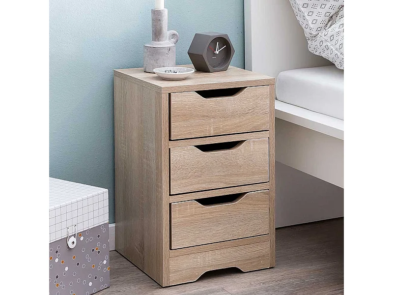 Nachttischkommode in Sonoma Eiche drei Schubladen