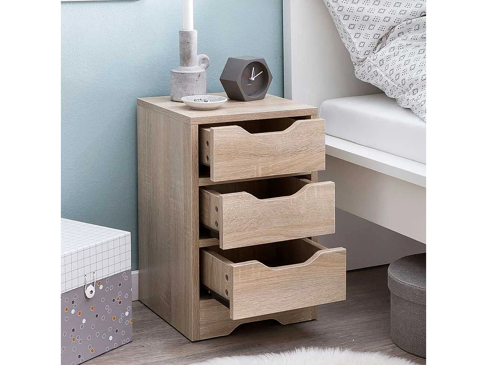 Nachttischkommode in Sonoma Eiche drei Schubladen
