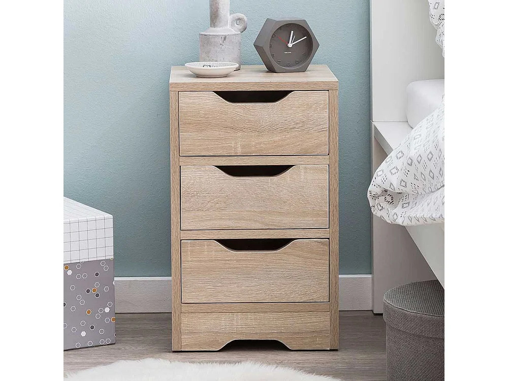 Nachttischkommode in Sonoma Eiche drei Schubladen