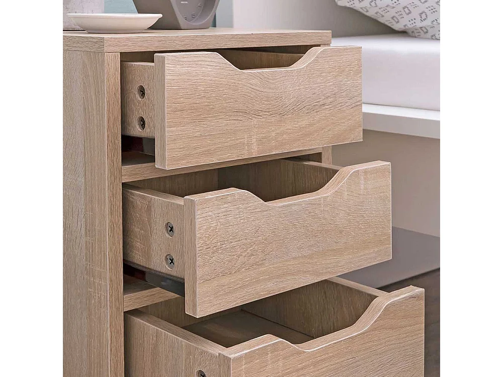 Nachttischkommode in Sonoma Eiche drei Schubladen