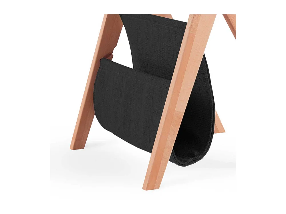 Design Nachttisch aus Kernbuche Massivholz Schwarz Webstoff