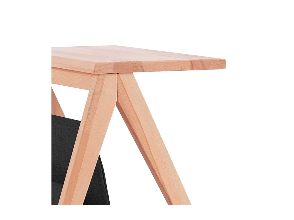 Design Nachttisch aus Kernbuche Massivholz Schwarz Webstoff