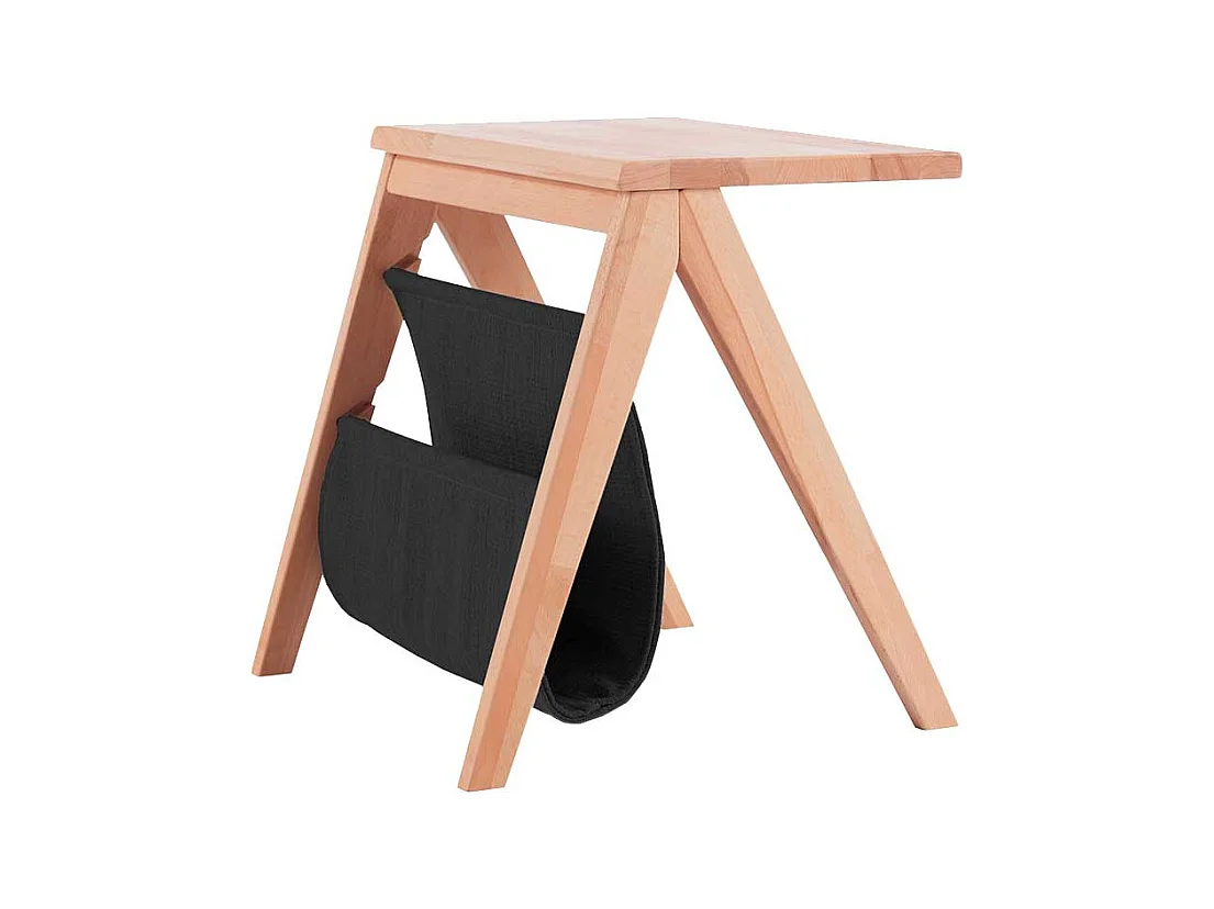 Design Nachttisch aus Kernbuche Massivholz Schwarz Webstoff