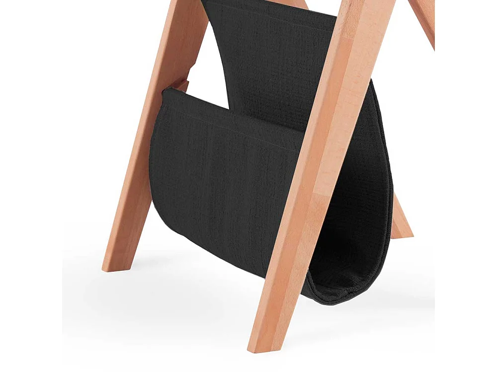 Design Nachttisch aus Kernbuche Massivholz Schwarz Webstoff