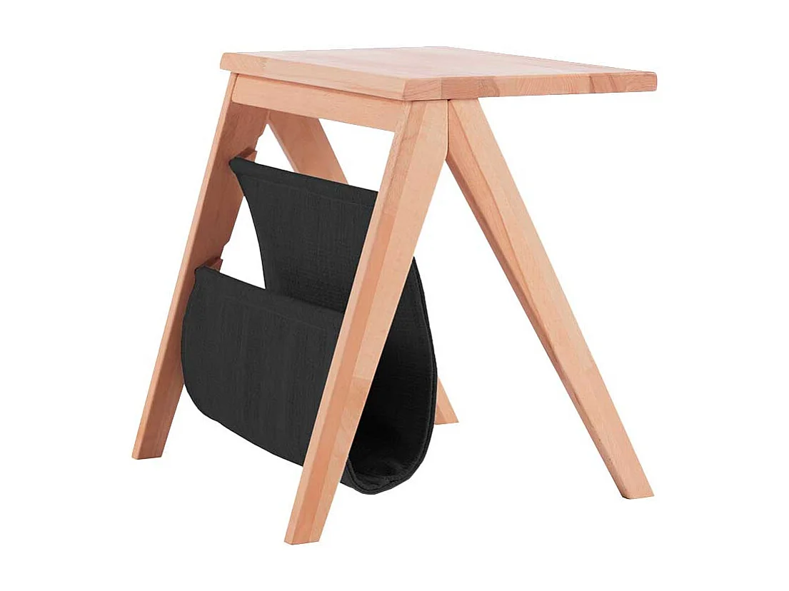 Design Nachttisch aus Kernbuche Massivholz Schwarz Webstoff