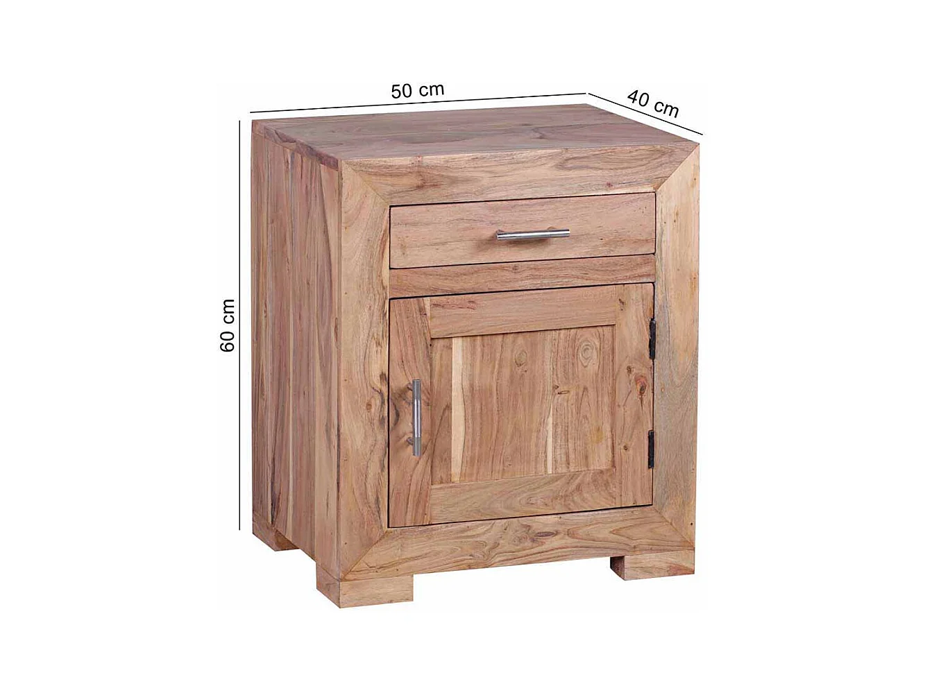 Nachtkommode aus Akazie Massivholz 50 cm breit