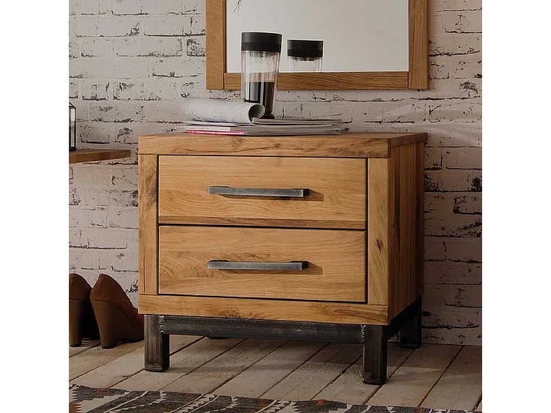 Nachttisch aus Wildeiche & Buche Massivholz rustikalen Landhausstil