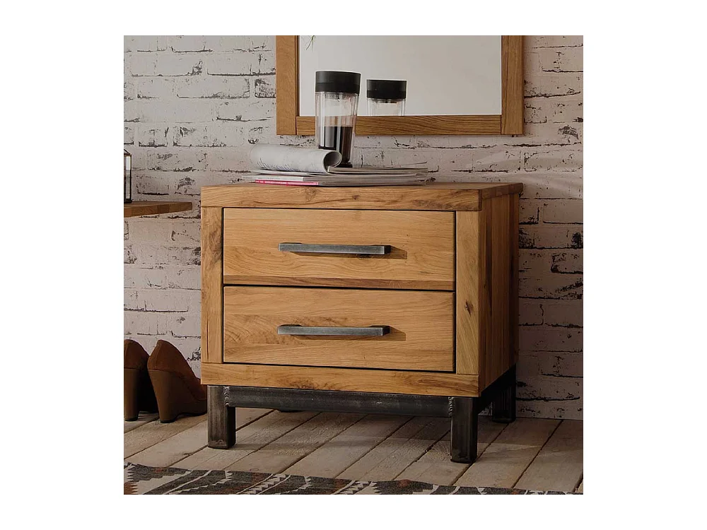 Nachttisch aus Wildeiche & Buche Massivholz rustikalen Landhausstil