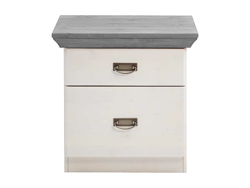 Landhaus Nachtkonsolen in Weiß und Grau Kiefer teilmassiv