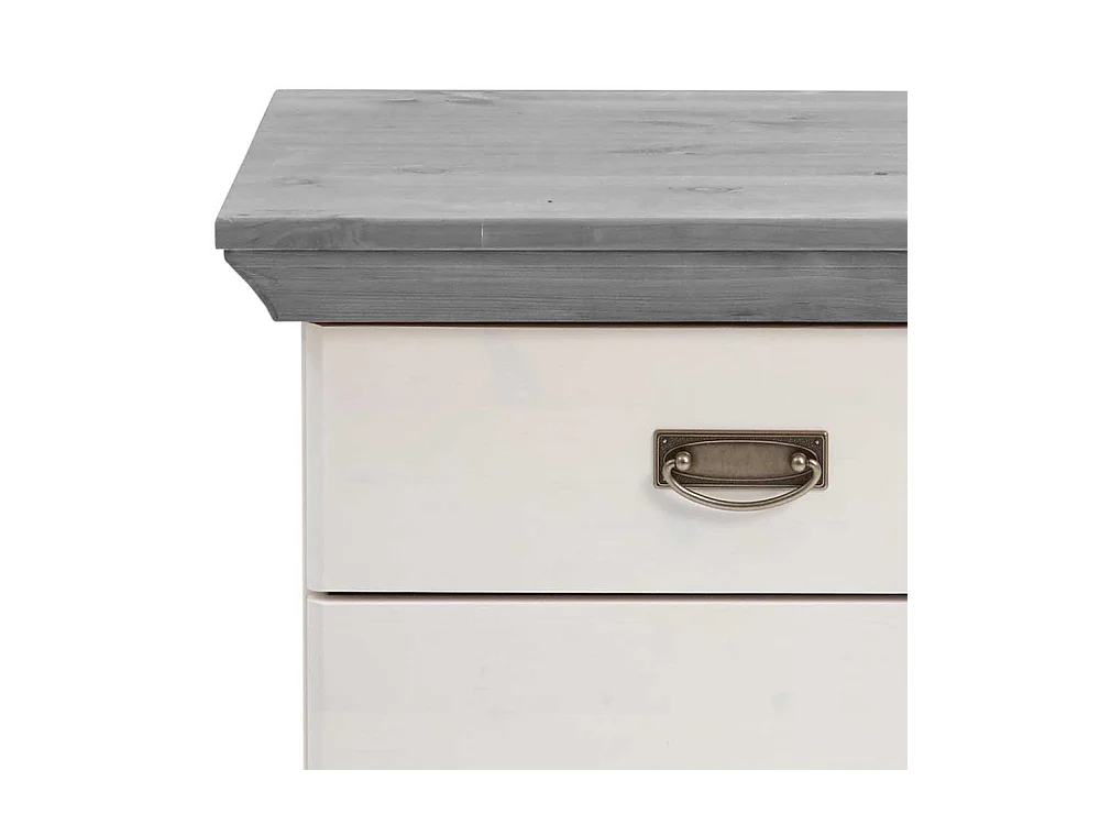 Landhaus Nachtkonsolen in Weiß und Grau Kiefer teilmassiv