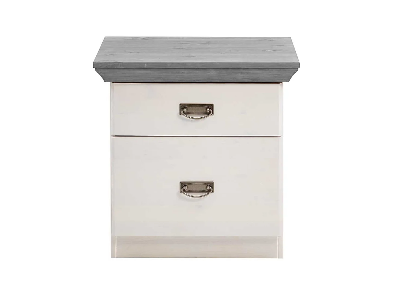 Landhaus Nachtkonsolen in Weiß und Grau Kiefer teilmassiv