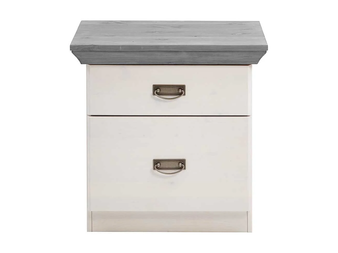 Landhaus Nachtkonsolen in Weiß und Grau Kiefer teilmassiv