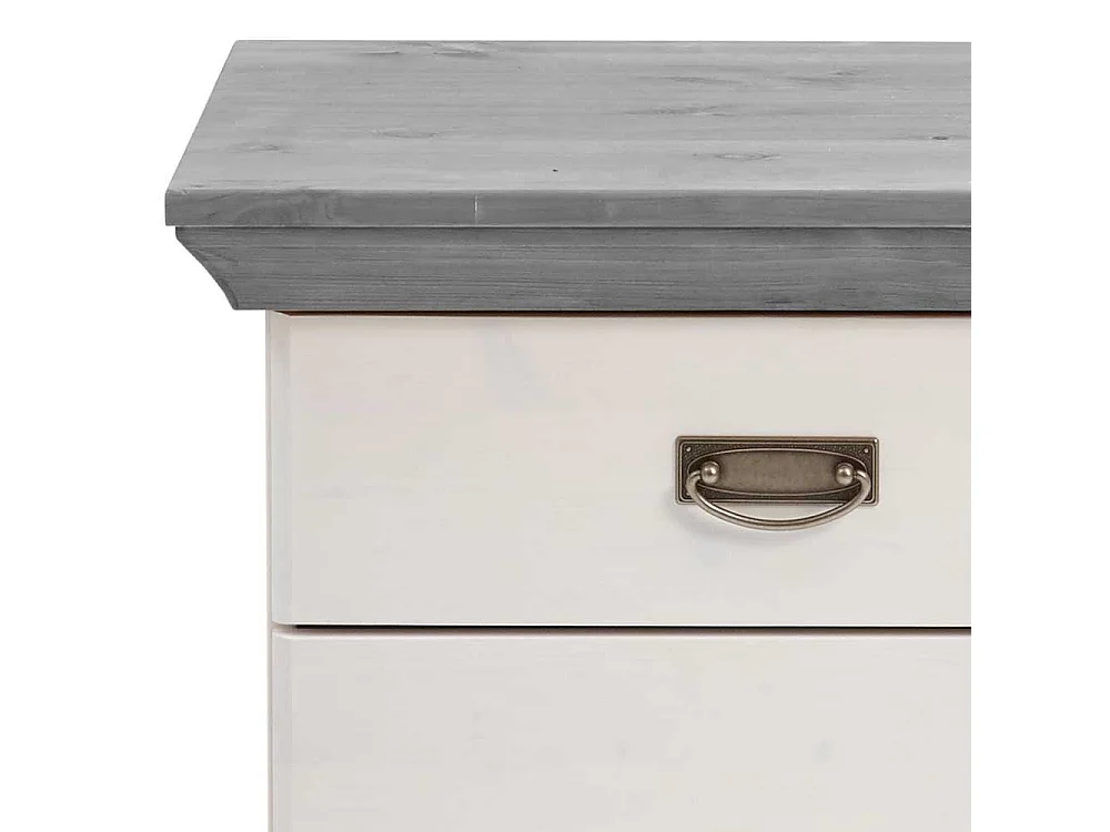 Landhaus Nachtkonsolen in Weiß und Grau Kiefer teilmassiv