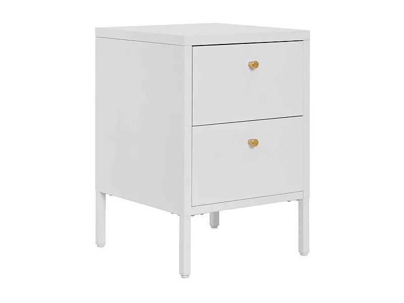 Nachtkommode Nachtschrank in Weiß mit Vierfußgestell aus Metall