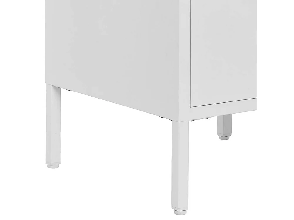 Nachtkommode Nachtschrank in Weiß mit Vierfußgestell aus Metall
